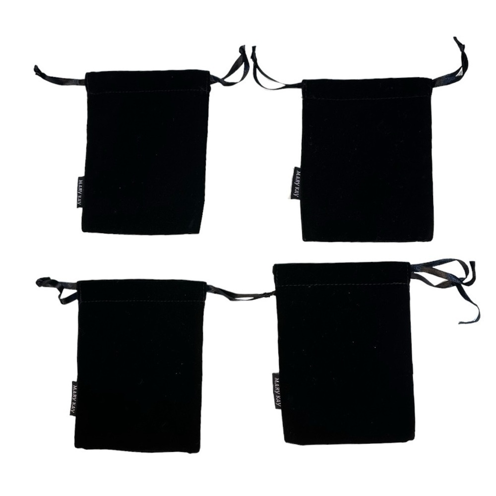 Mary Kay Velour and Satin Drawstring Cosmetic Bag - Set of 4